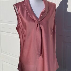 Tahari Pink Sleeveless Blouse with Neck Tie